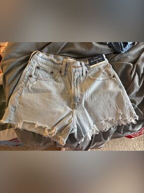 Light Wash Frayed Hem Denim Mom Shorts NWT